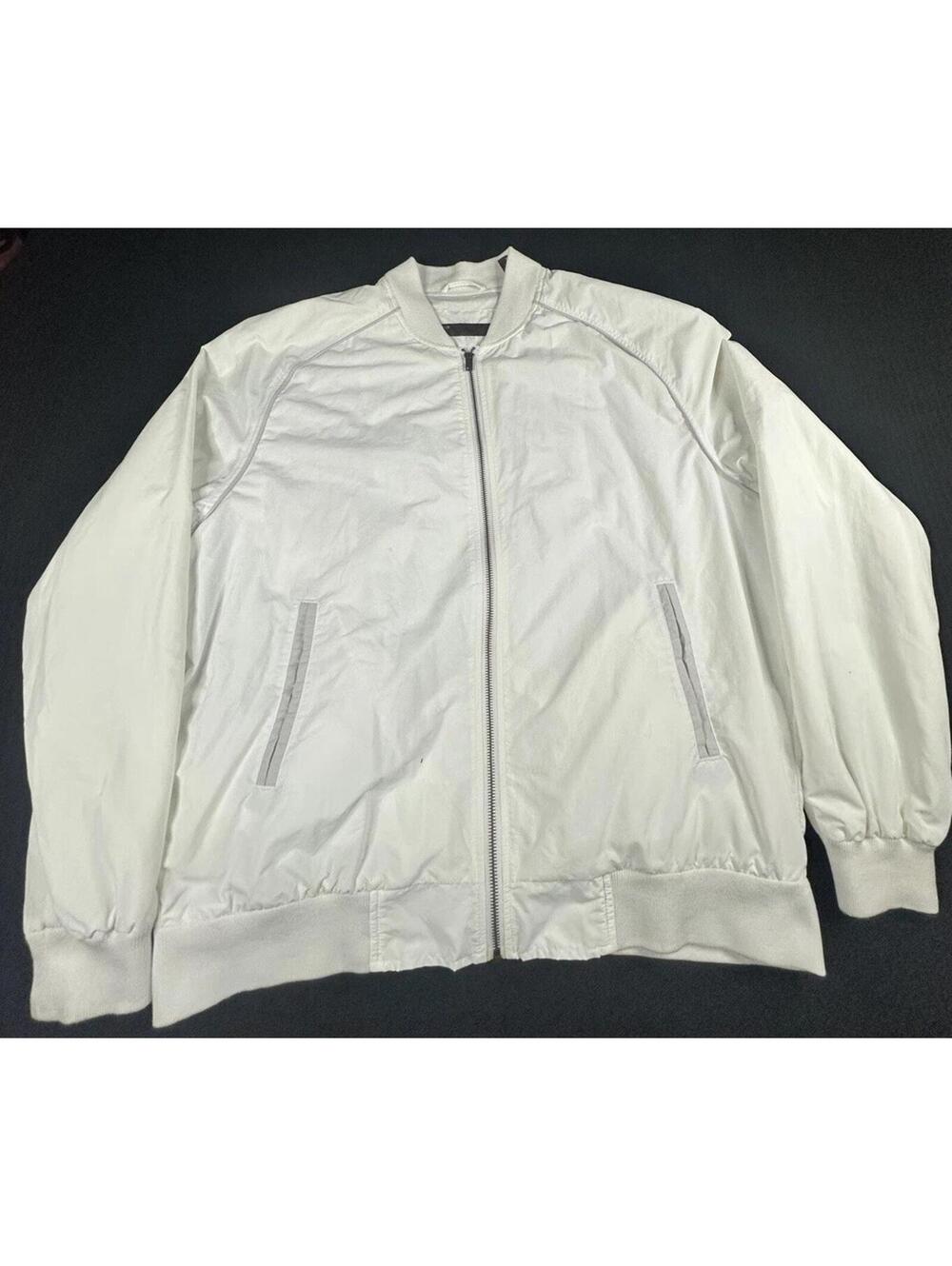 ✨🤍 Vintage Perry Ellis White Bomber Windbreaker Jacket XL 🤍✨